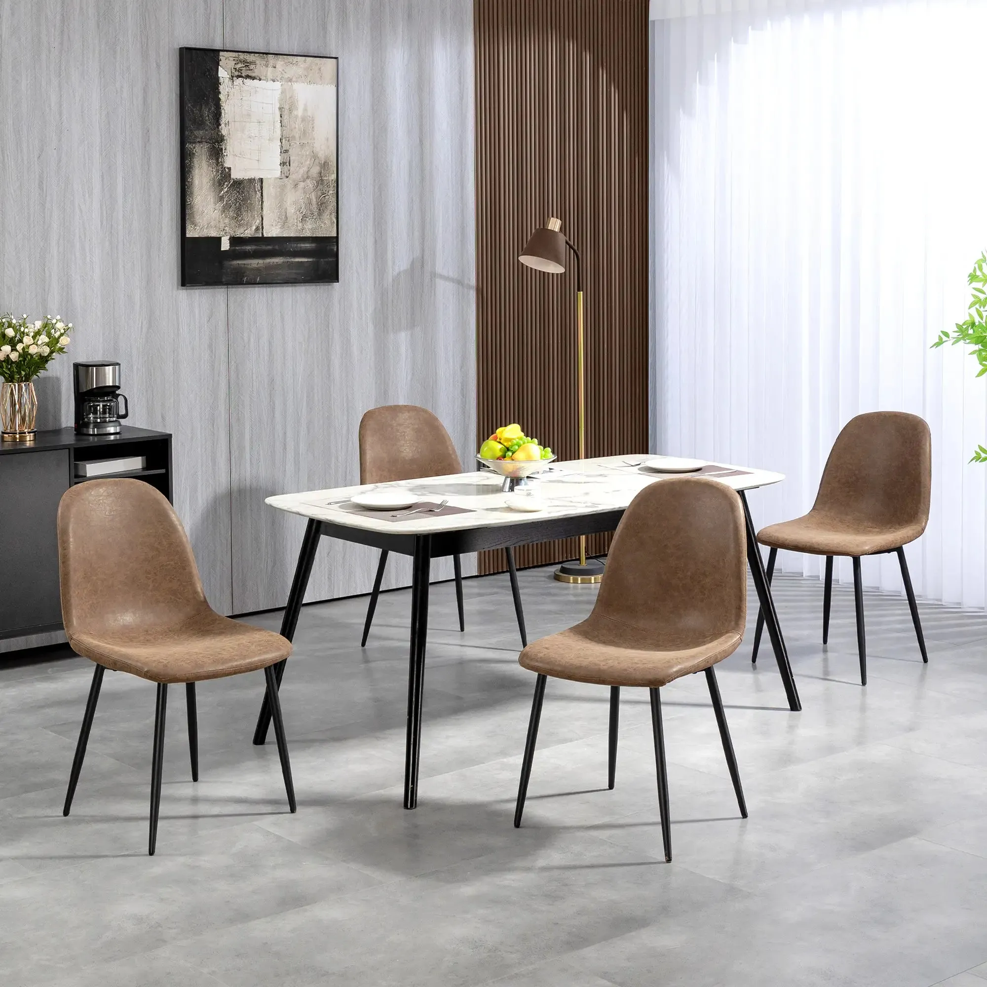 Faux Leather Upholstered Retro Dining Chairs (Set of 4) - Available in 2 Colours