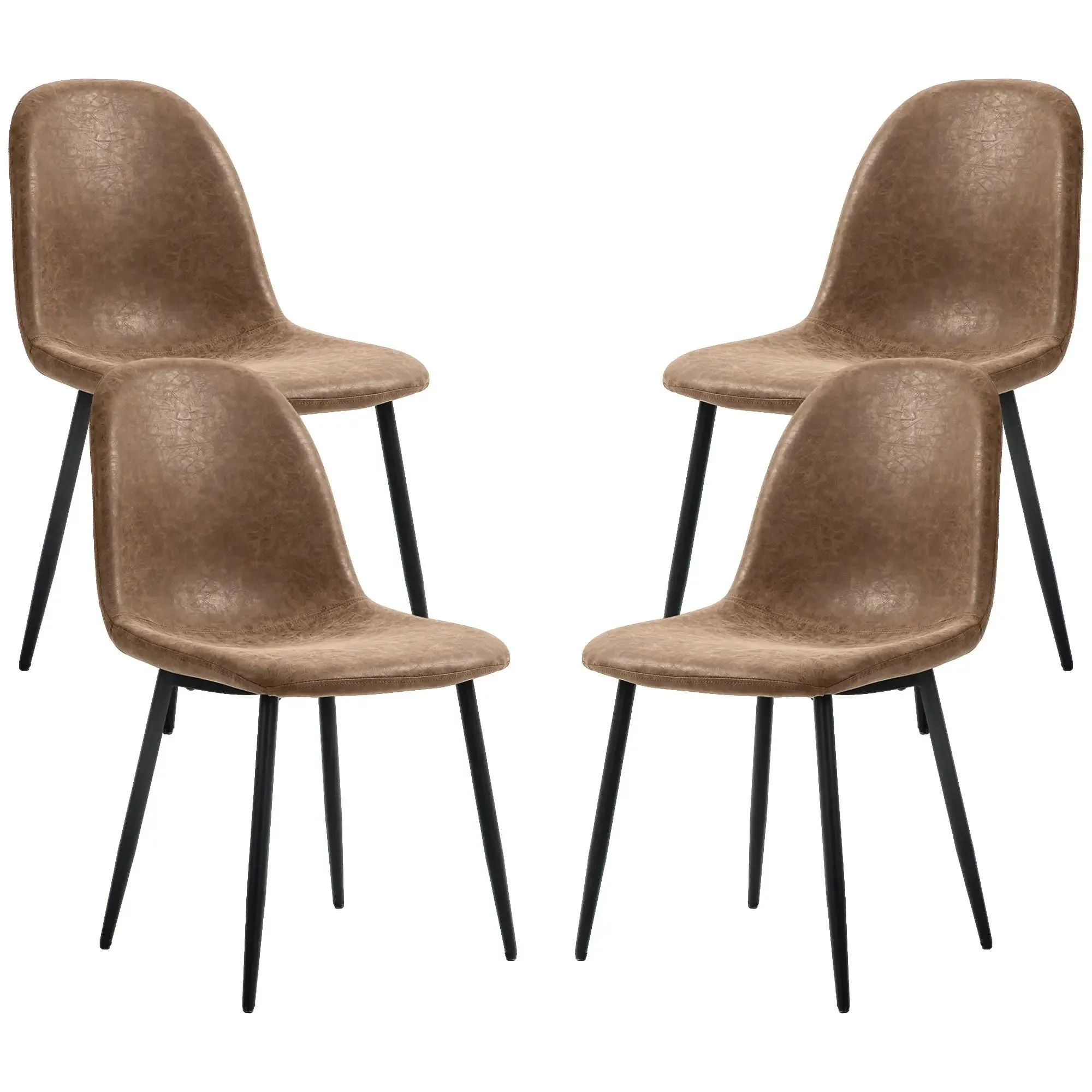 Faux Leather Upholstered Retro Dining Chairs (Set of 4) - Available in 2 Colours