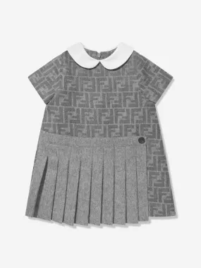 Fendi Baby Girls Wool FF Logo Dress in Grey