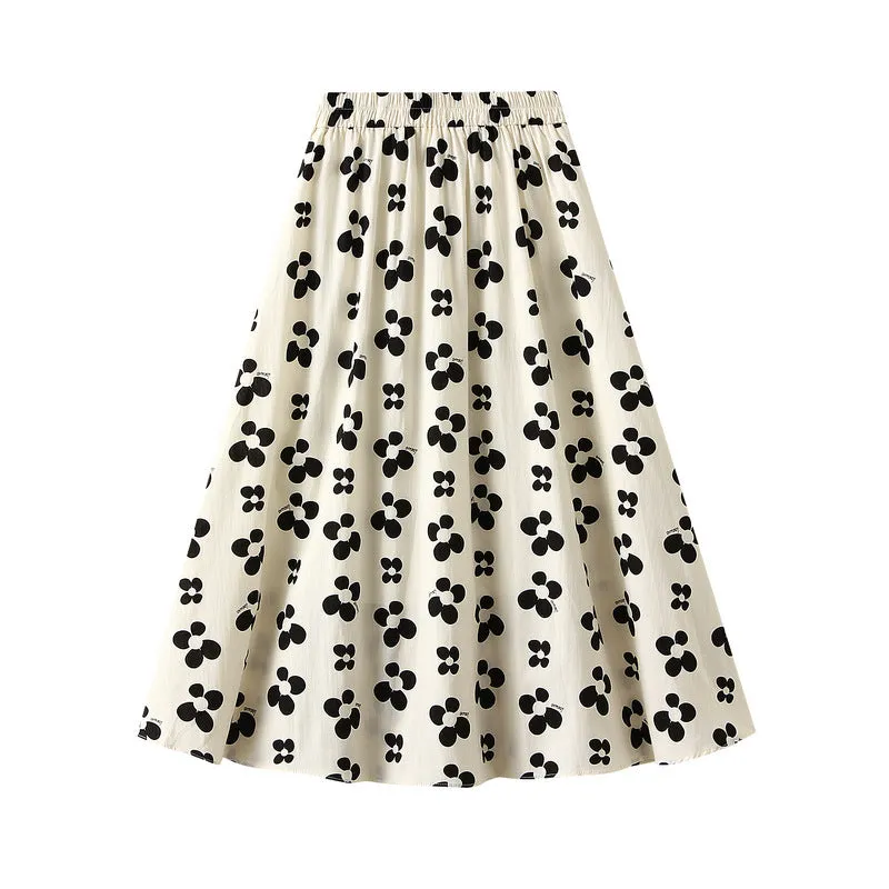 Floral Pleated High Waist A-Line Skirt