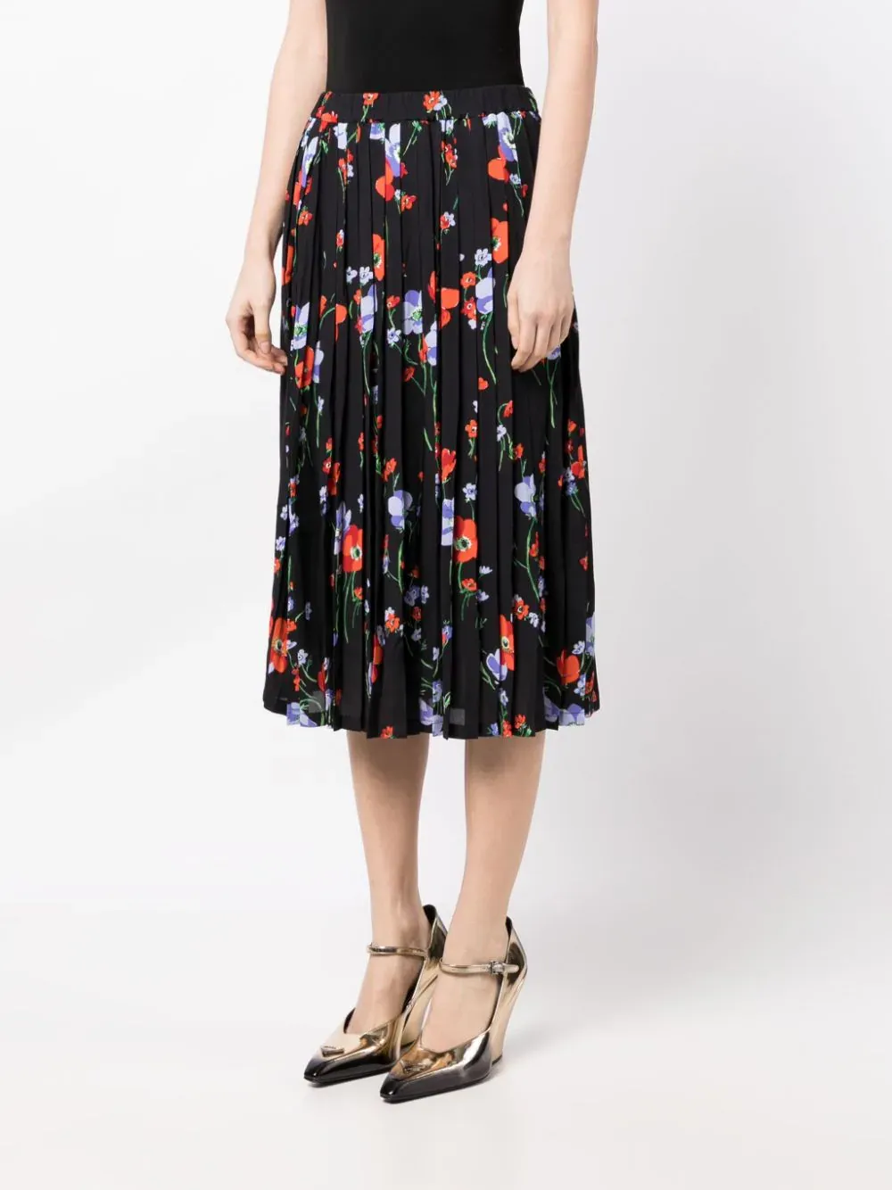 Floral Pleated Skirt With Elastic