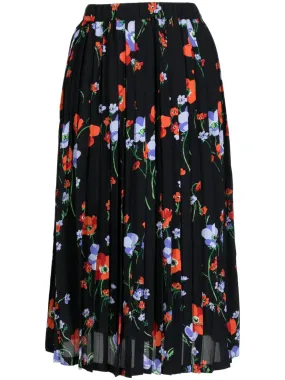 Floral Pleated Skirt With Elastic