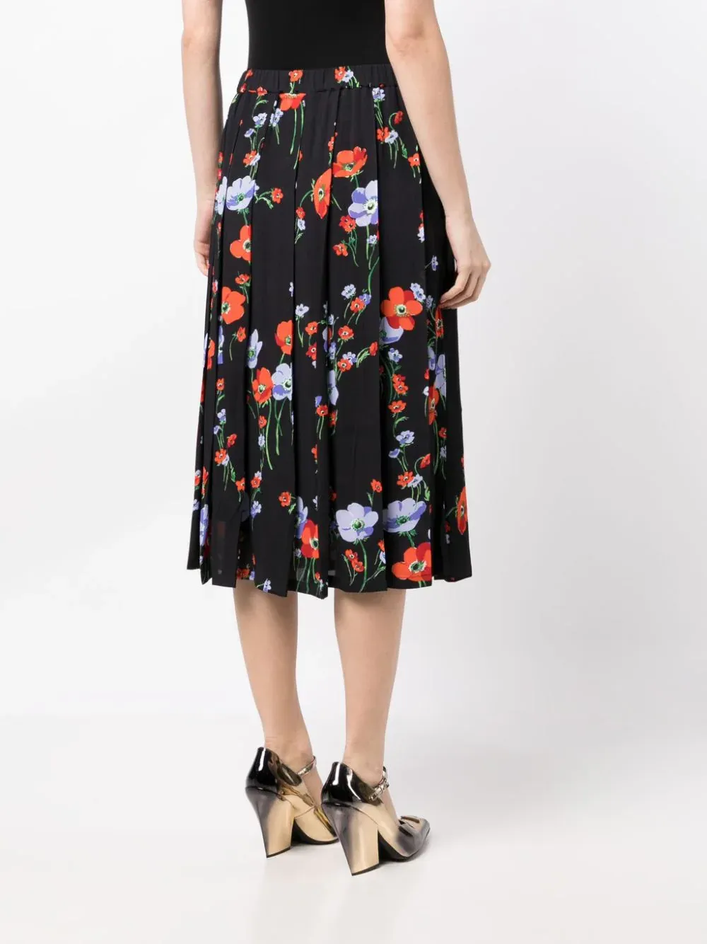 Floral Pleated Skirt With Elastic