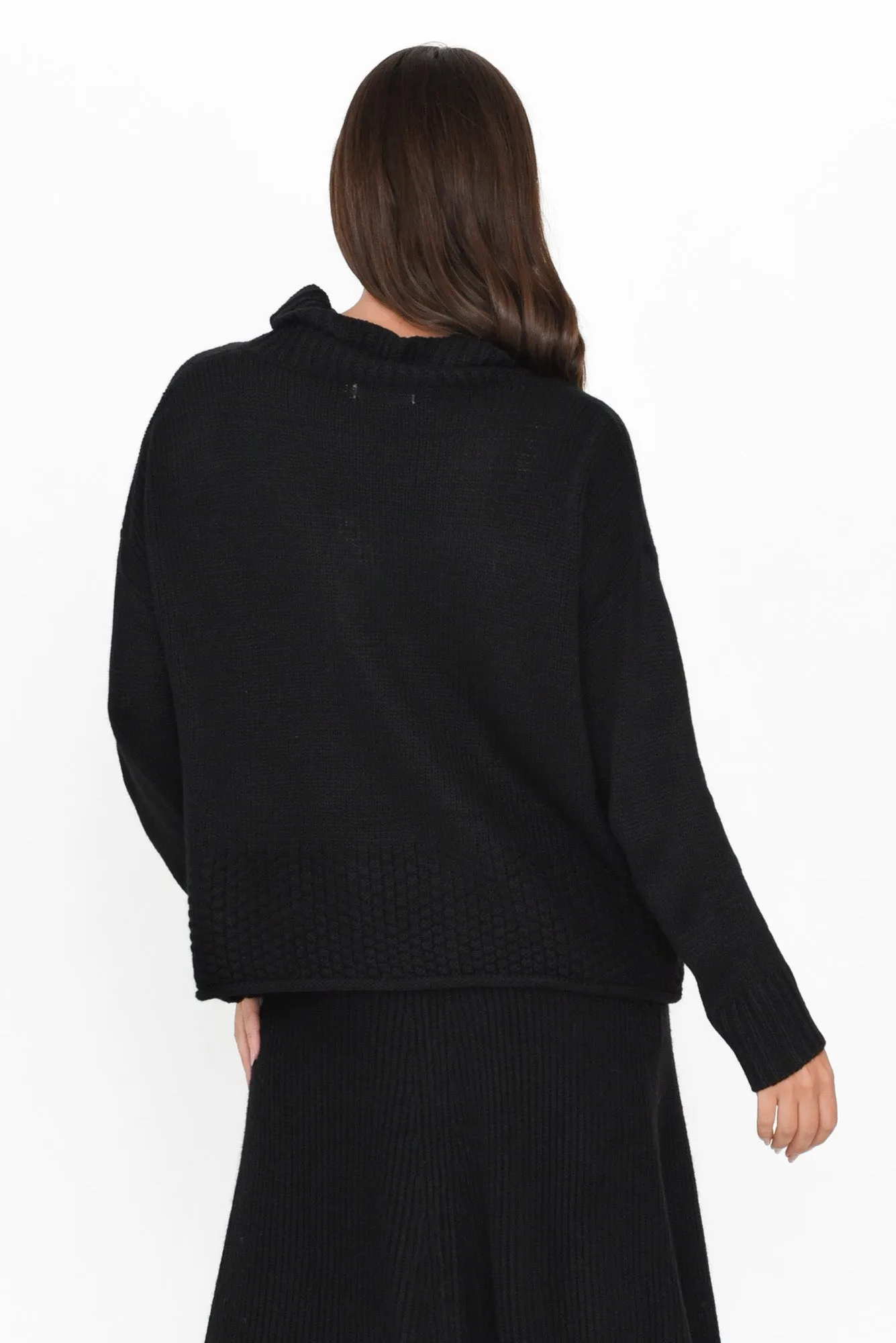 Floris Black Knit Turtleneck Jumper