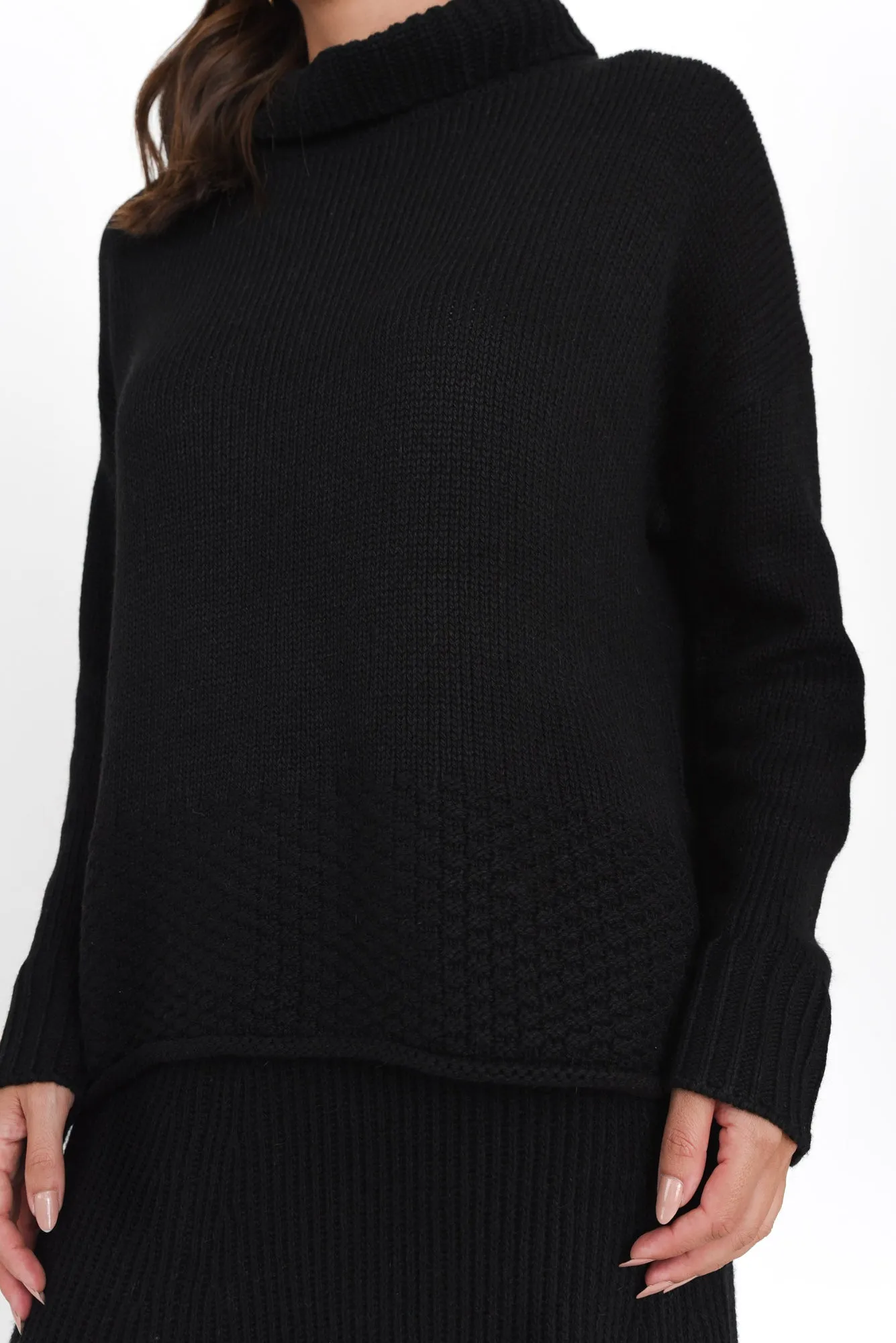 Floris Black Knit Turtleneck Jumper