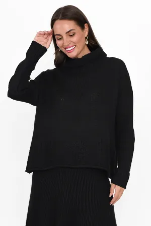 Floris Black Knit Turtleneck Jumper