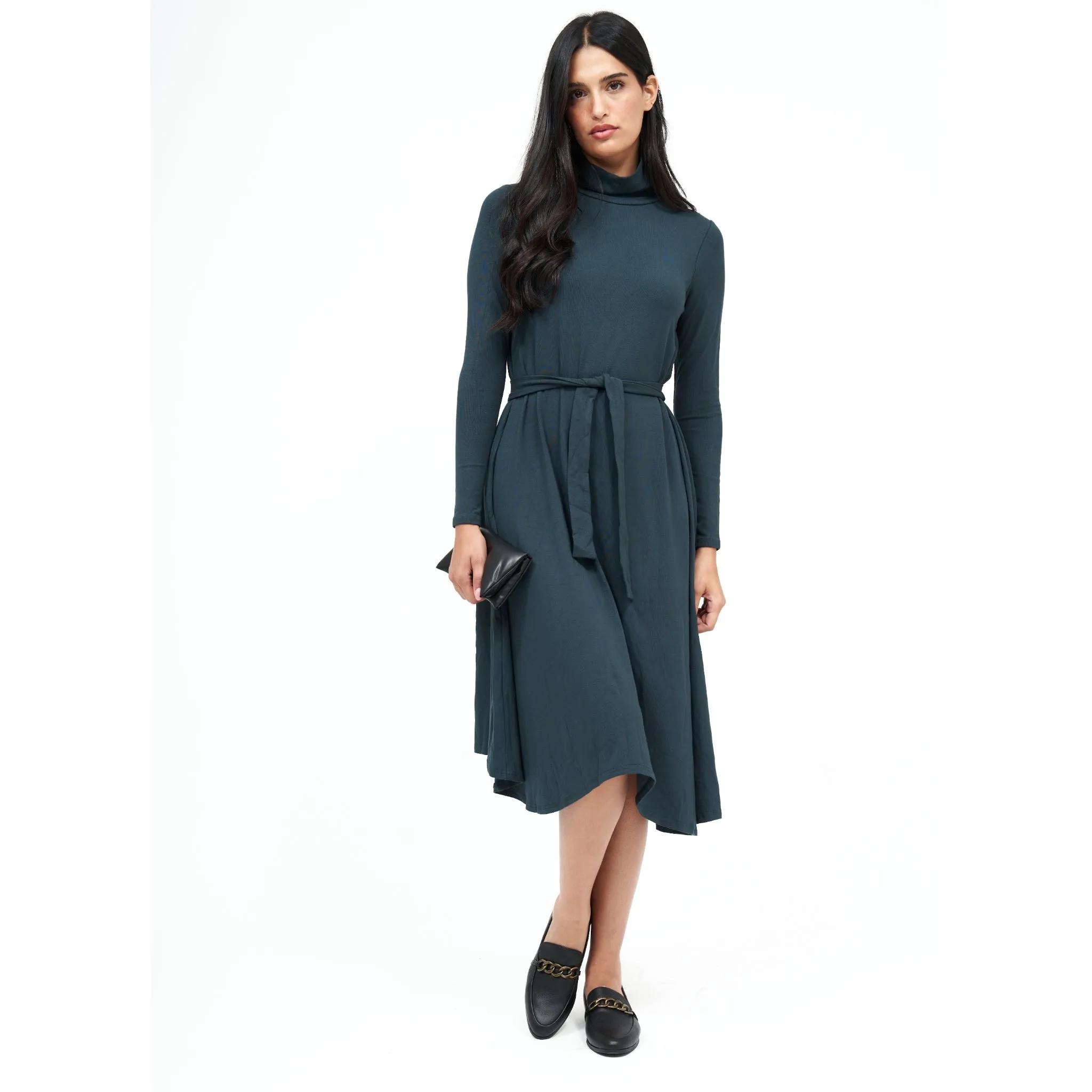 Flow Turtleneck Dress Jade by Daniella Faye