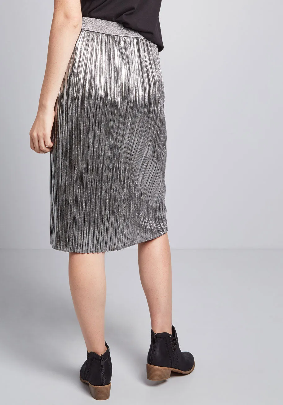 Fold Accountable Pleated Midi Skirt