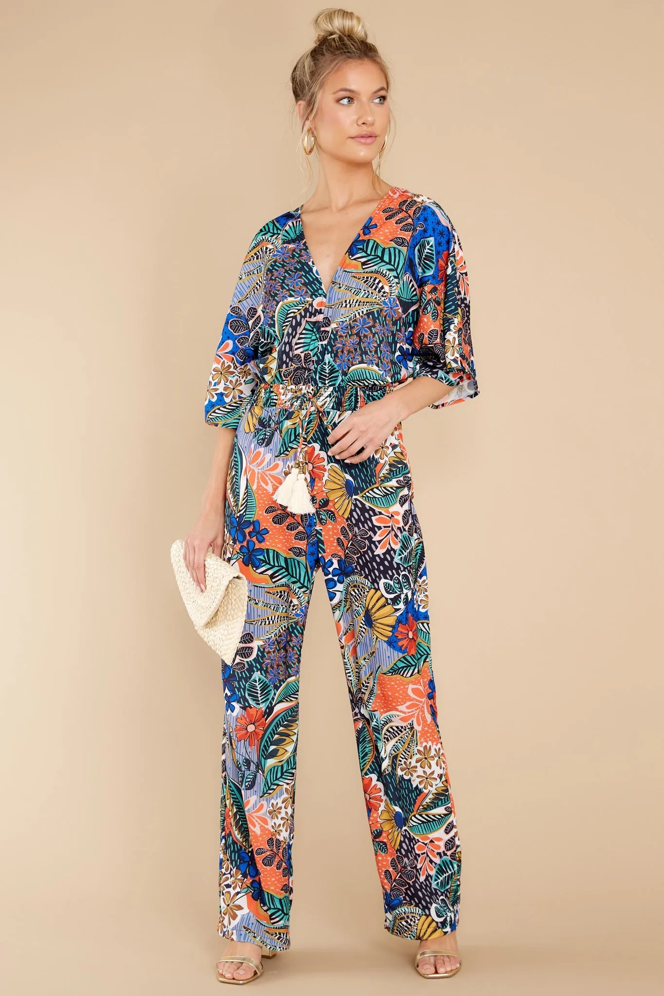 Free To Frolic Multicolour Henry Floral Print Jumpsuit