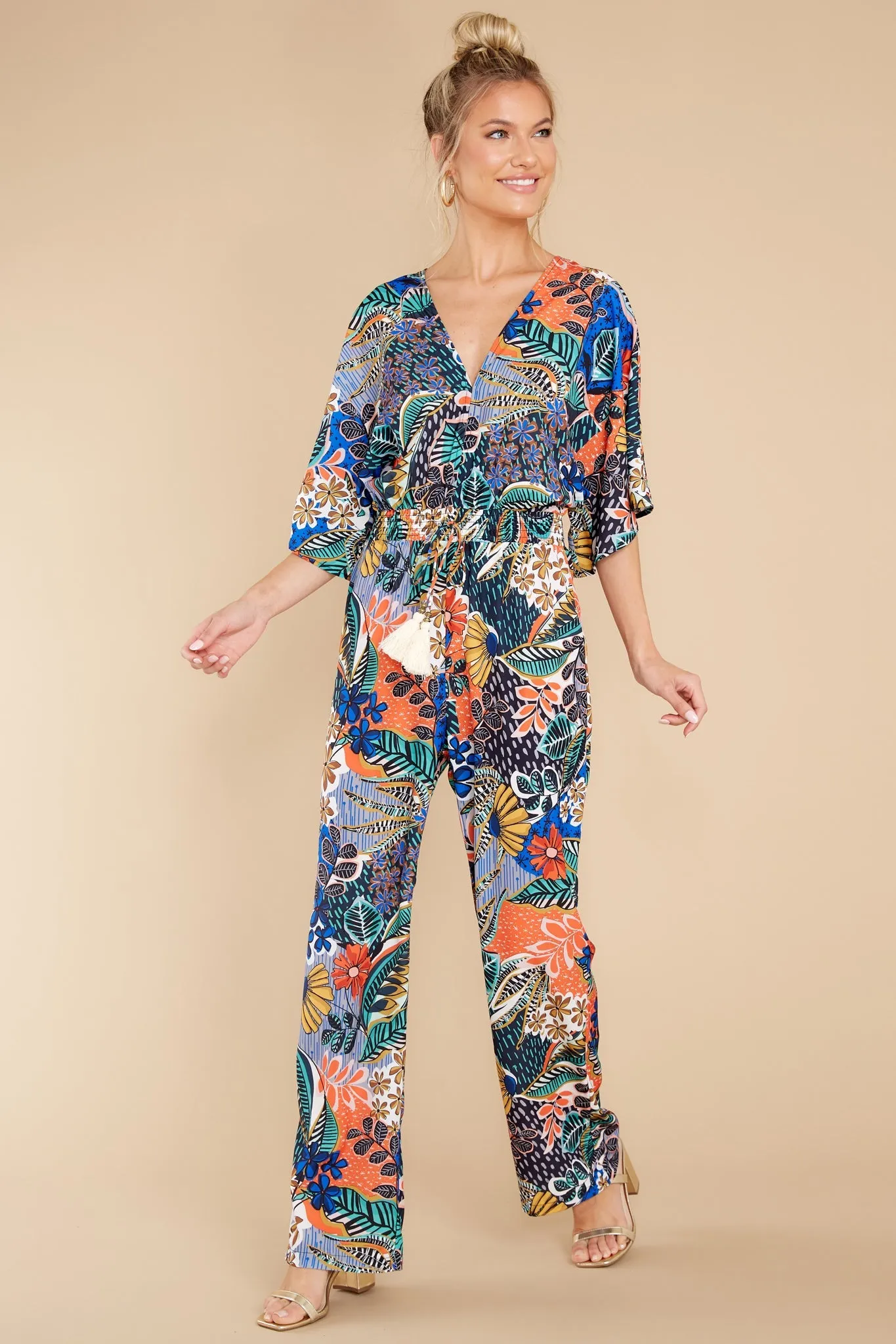 Free To Frolic Multicolour Henry Floral Print Jumpsuit