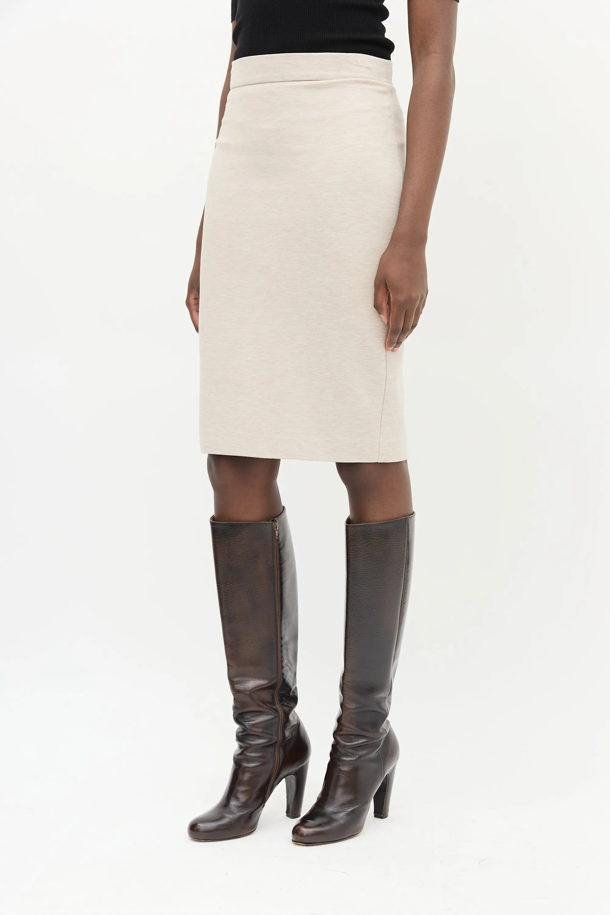 Heather Beige Pencil Skirt