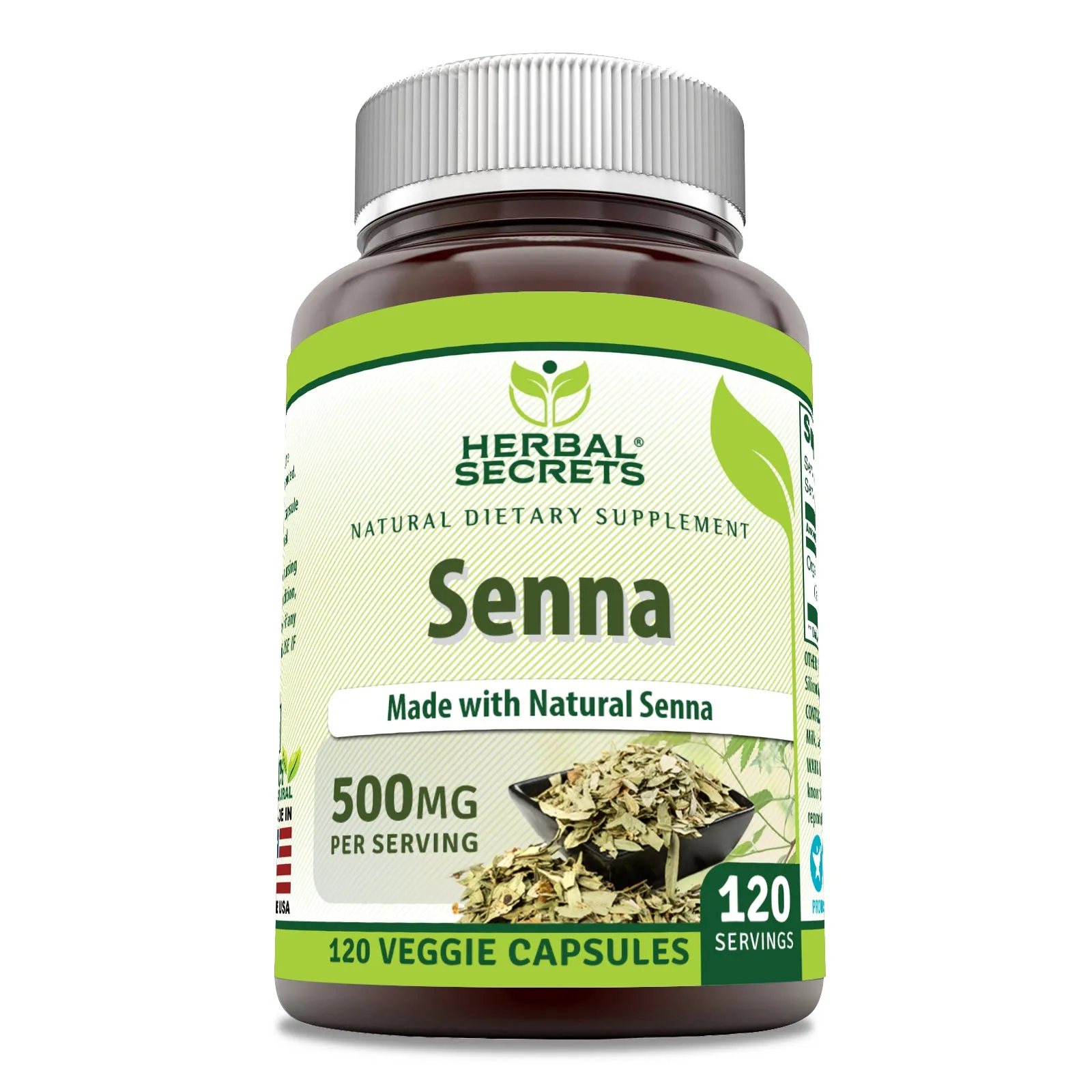 Herbal Secrets Senna | 500 Mg | 120 Veggie Capsules