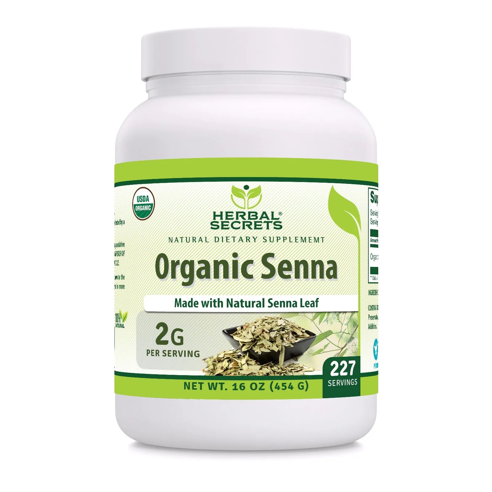 Herbal Secrets Senna Powder | 16 Oz | 2 Grams per Serving | 227 Servings | USDA Organic