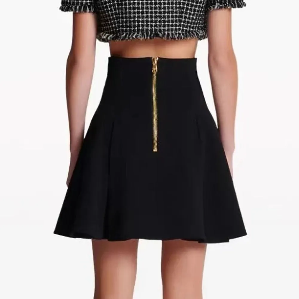 High Waisted Pleated Mini Skirt