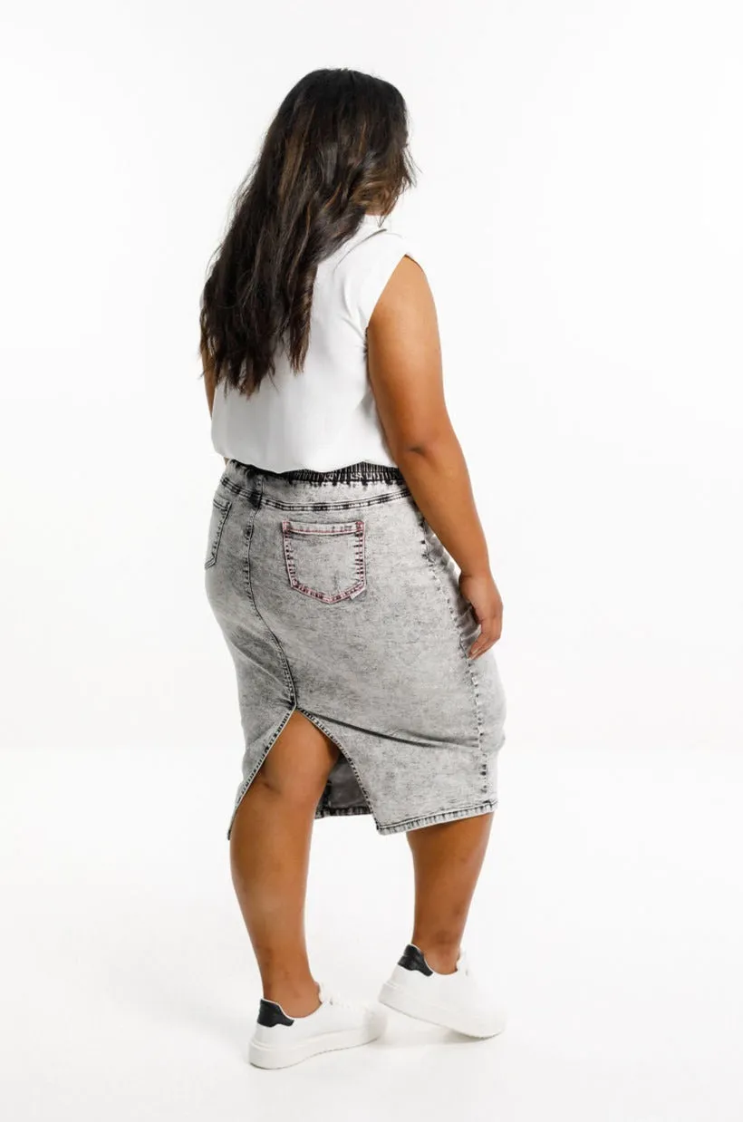 Home Lee Denim Midi Skirt Grey Wash