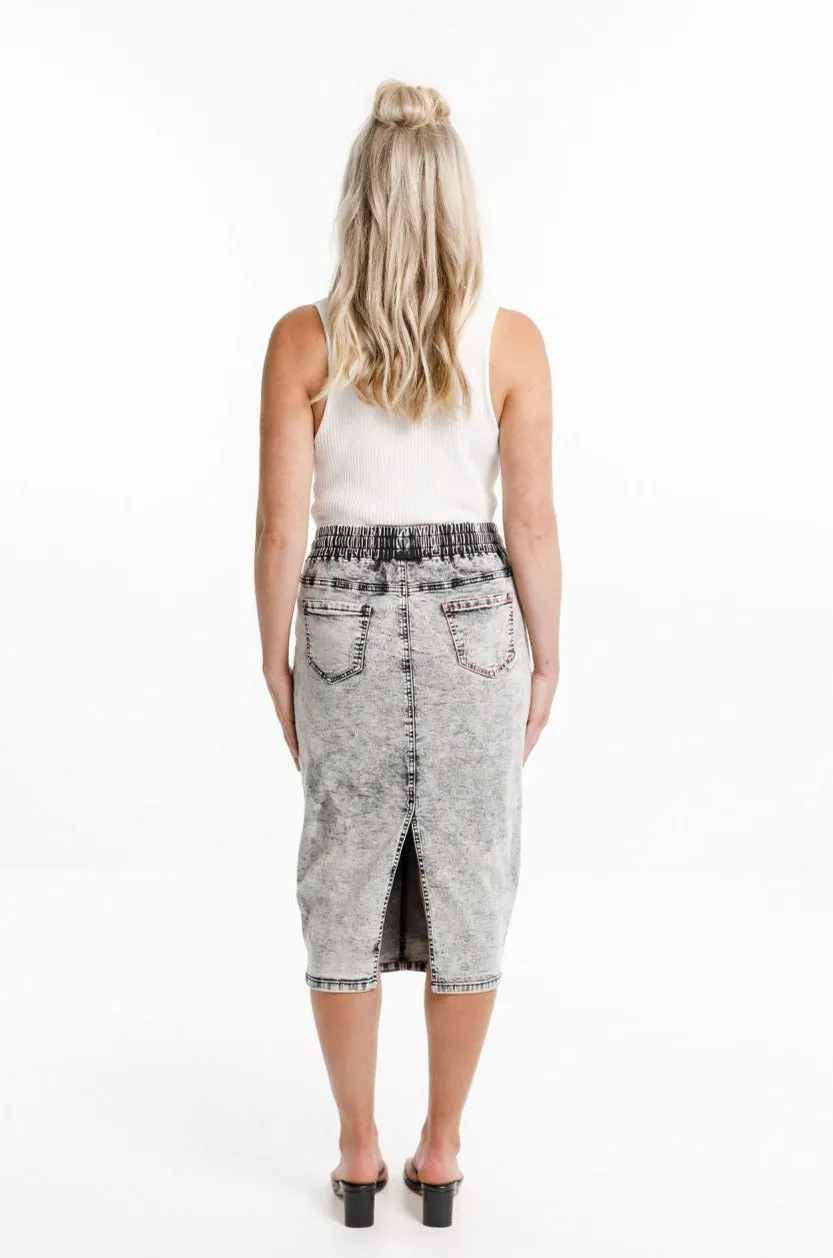 Home Lee Denim Midi Skirt Grey Wash