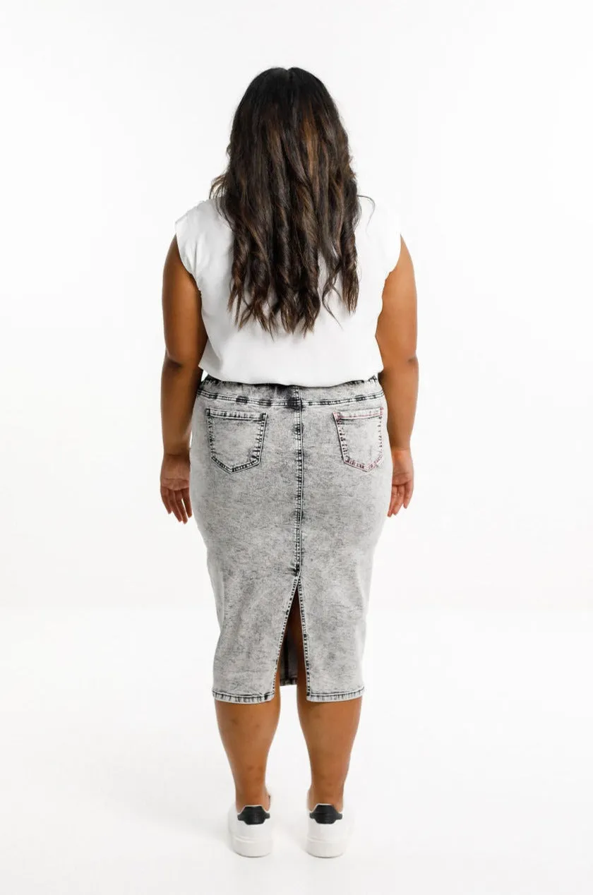 Home Lee Denim Midi Skirt Grey Wash