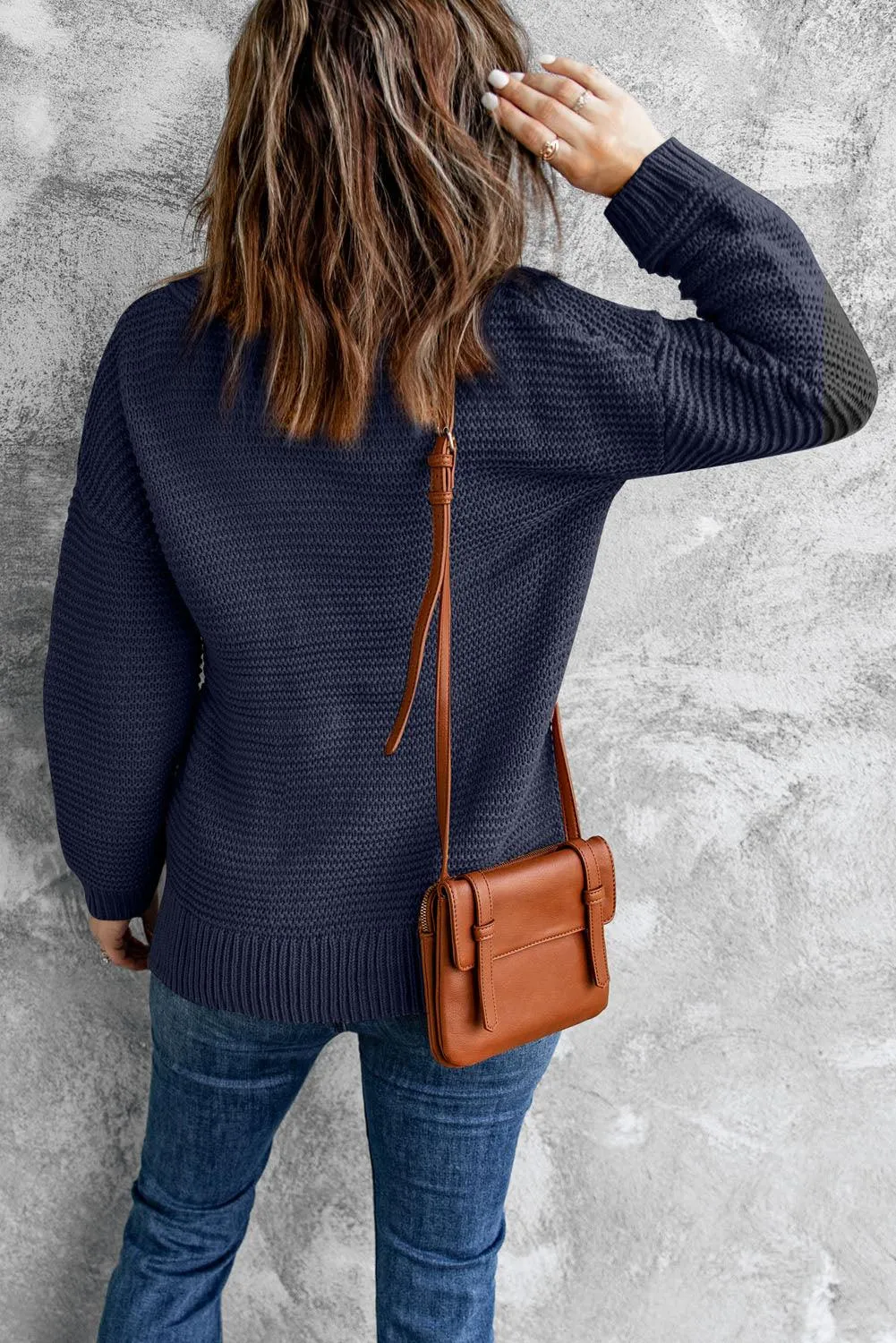 Horizontal Ribbing Turtleneck Sweater