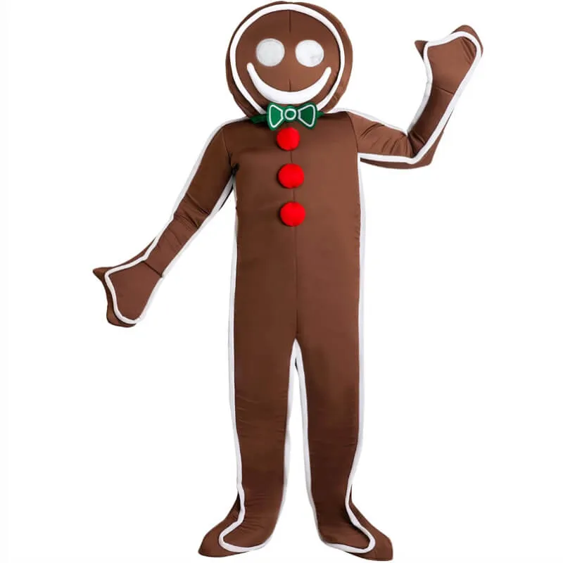 Iced Gingerbread Man Costume Aults Fun Christmas One Piece Jumpsuit