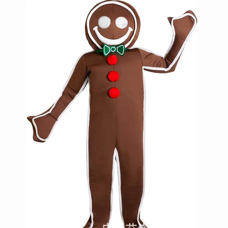 Iced Gingerbread Man Costume Aults Fun Christmas One Piece Jumpsuit