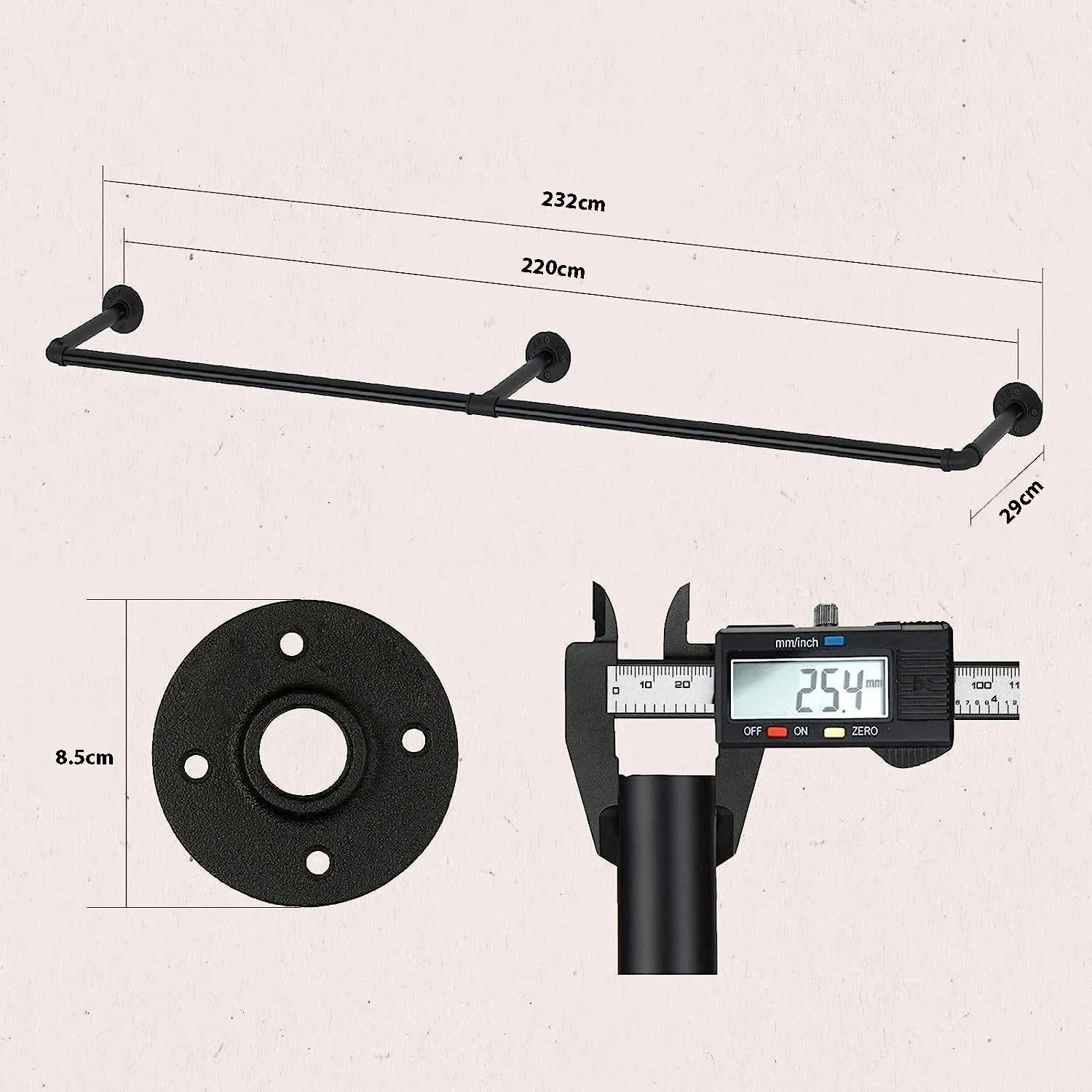 Industrial Pipe Clothes Rack-220CM