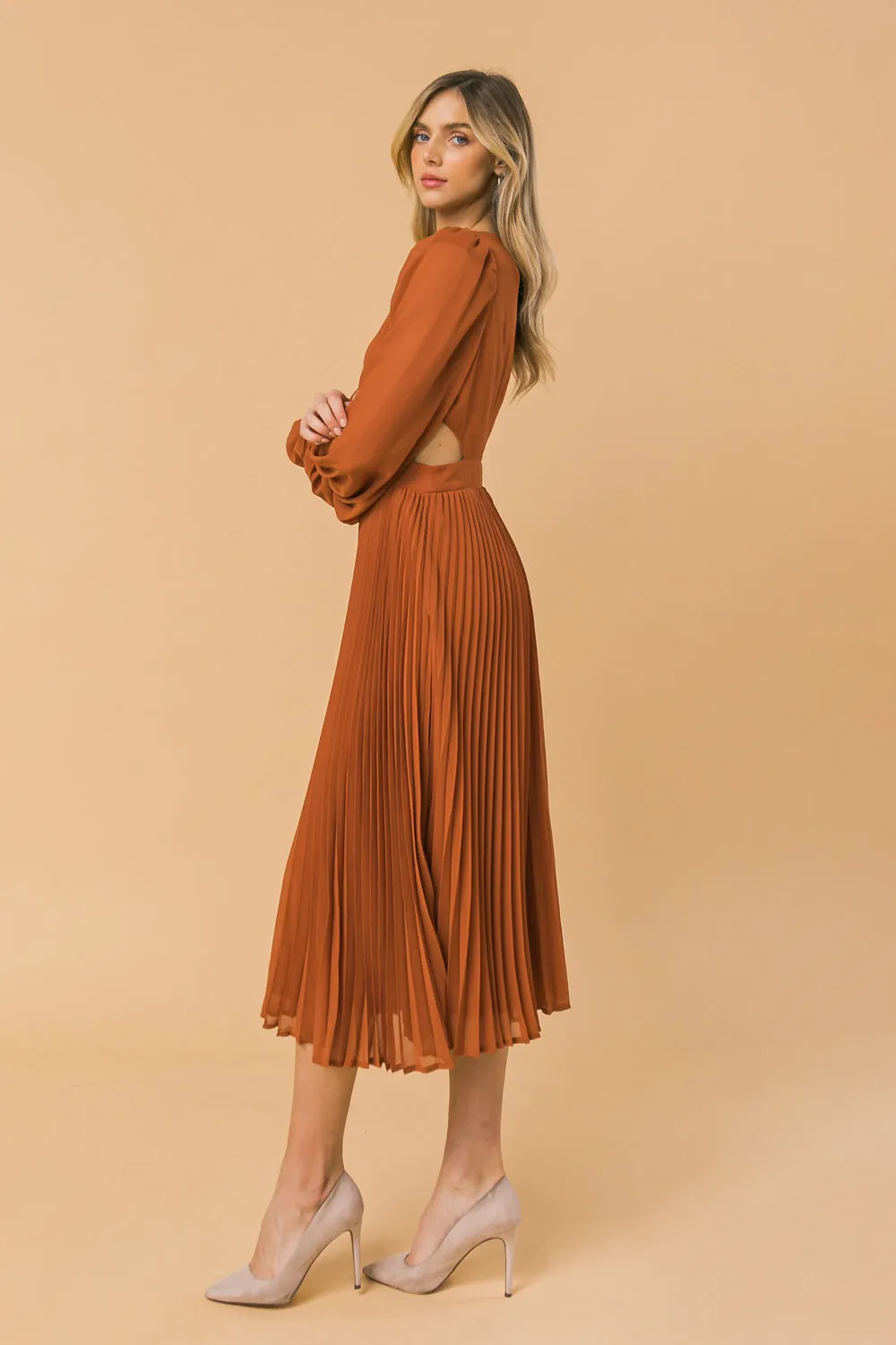 JD7353 Midi Pleated dress