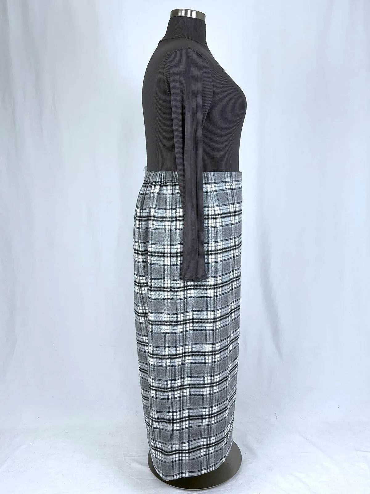 Jessica London Size 22W Gray & White Plaid Skirt NWOT