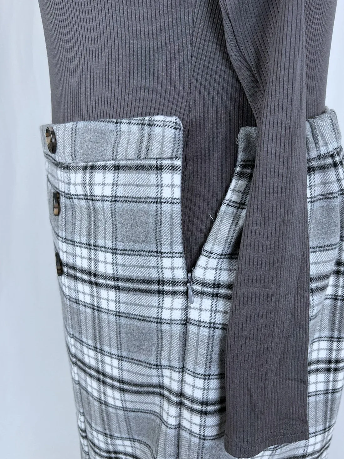 Jessica London Size 22W Gray & White Plaid Skirt NWOT