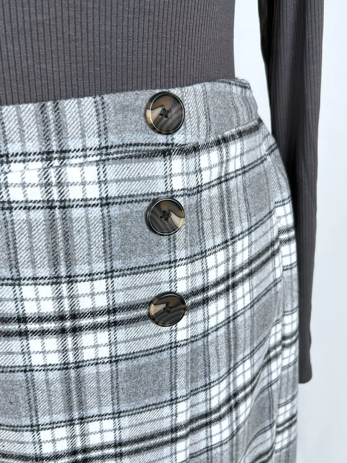 Jessica London Size 22W Gray & White Plaid Skirt NWOT