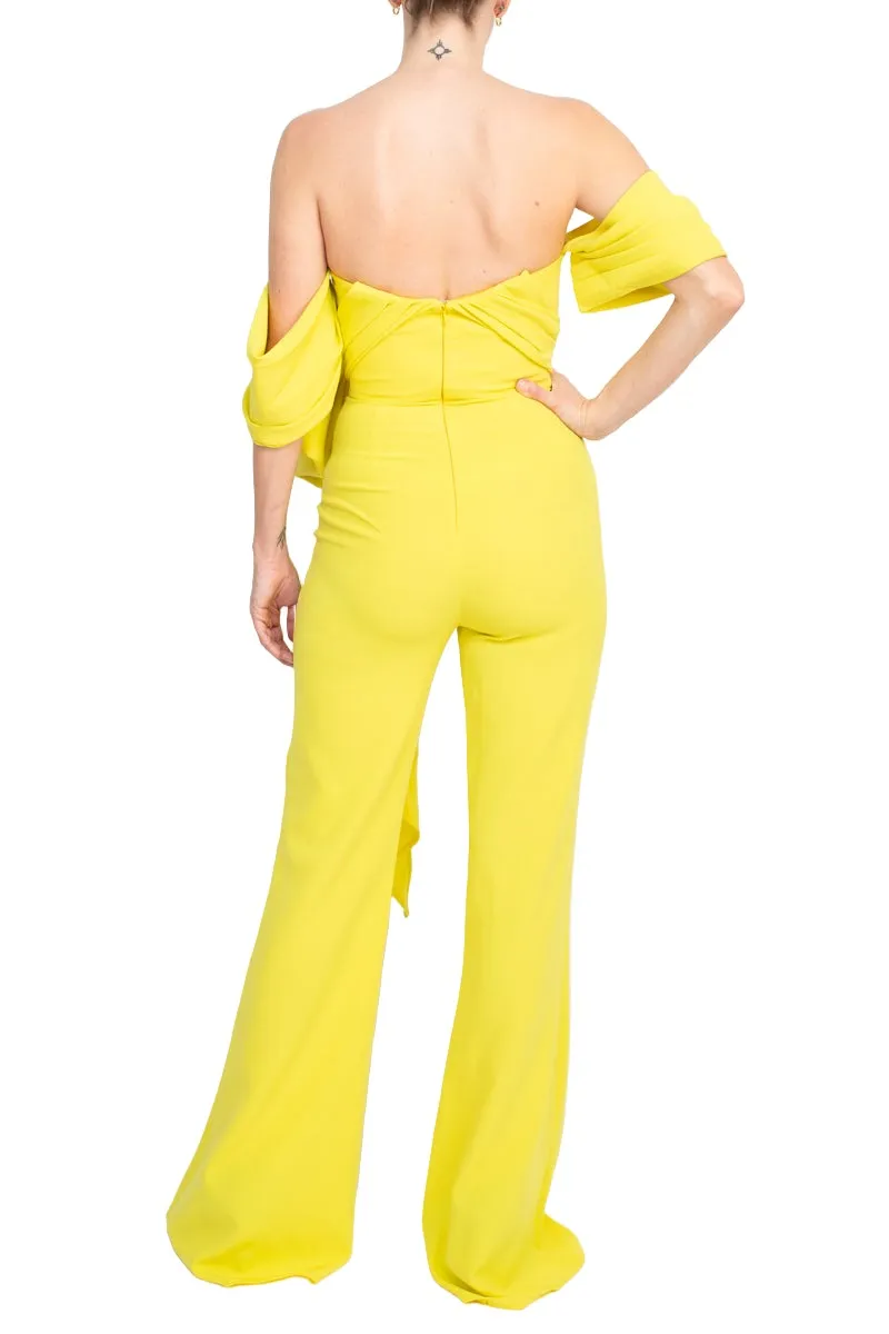 Jovani off the shoulder scuba crepe prom jumpsuit