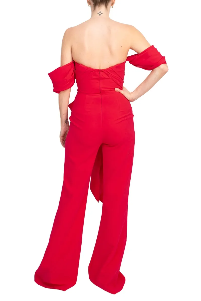 Jovani off the shoulder scuba crepe prom jumpsuit