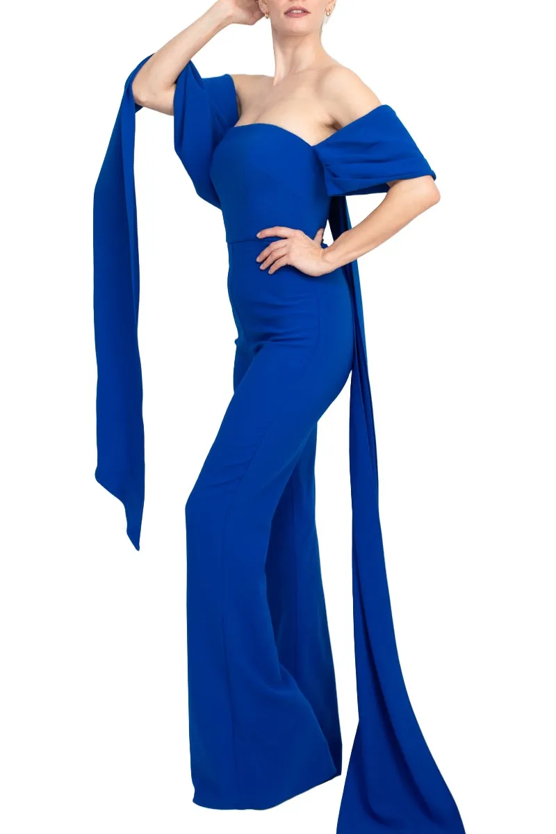 Jovani off the shoulder scuba crepe prom jumpsuit