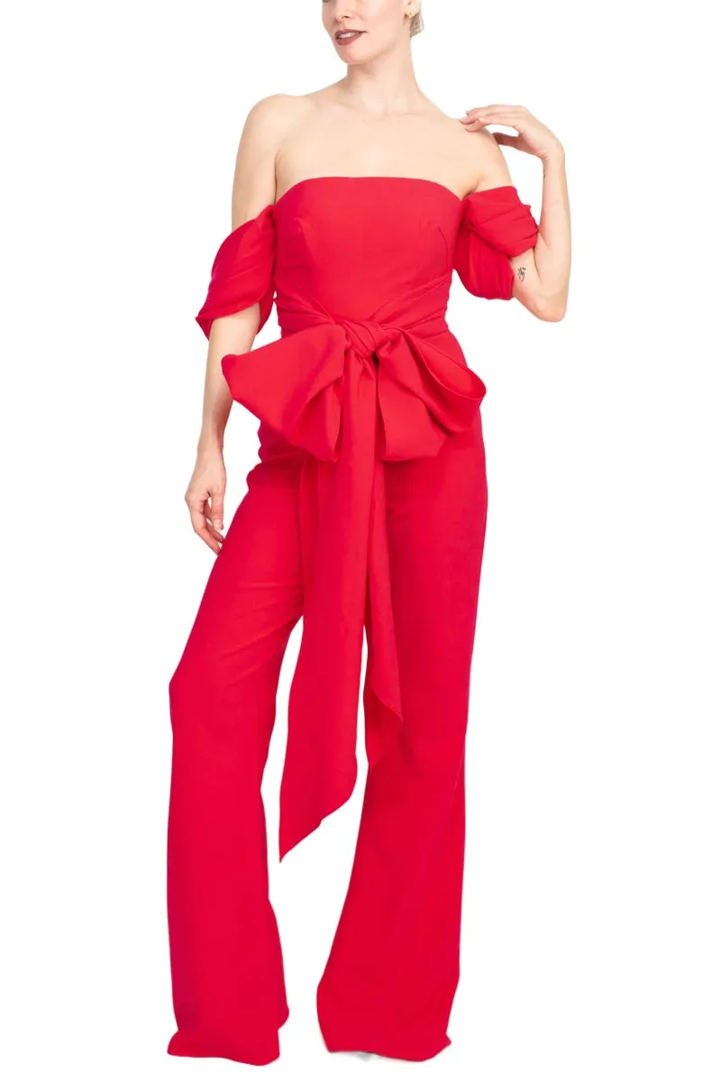 Jovani off the shoulder scuba crepe prom jumpsuit