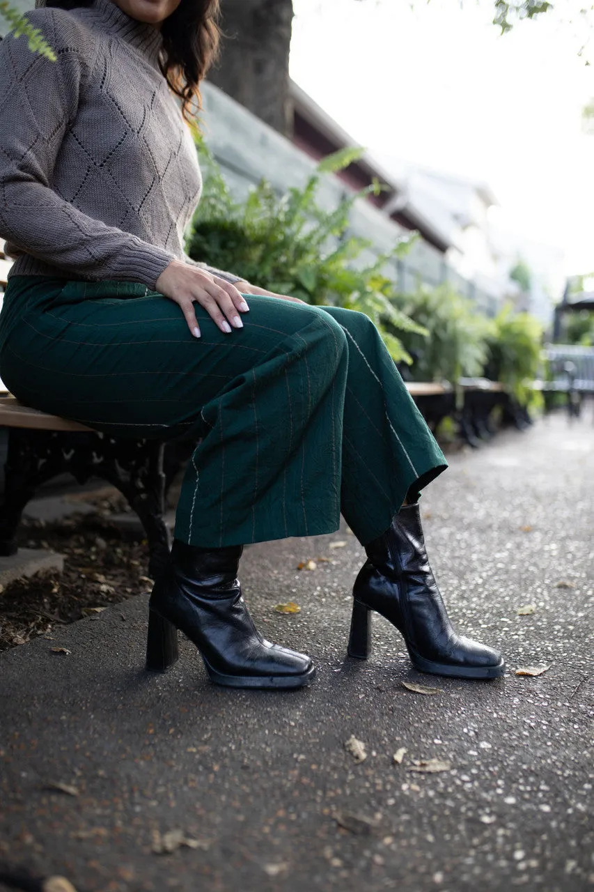 Katie Handwoven Cotton Set in Dark Green - S and M Pants, XL Set