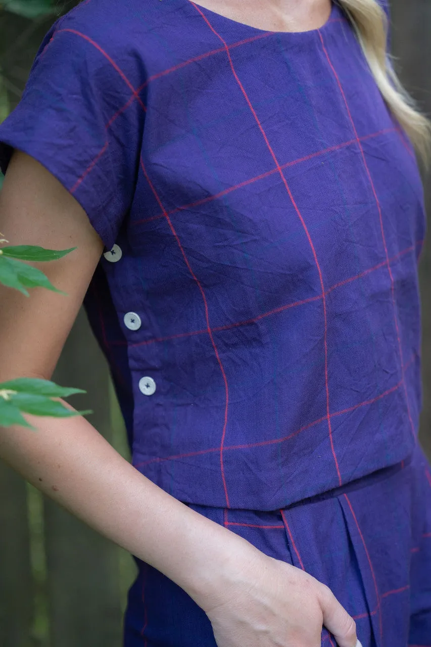 Katie Handwoven Cotton Set in Plum Set - XS Set, M and L Shirt