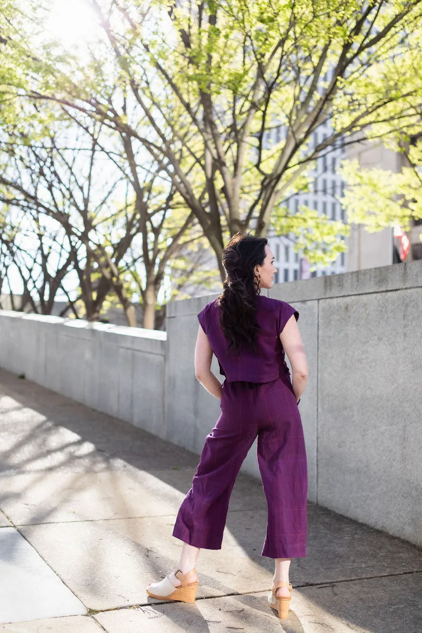 Katie Handwoven Cotton Set in Plum Set - XS Set, M and L Shirt