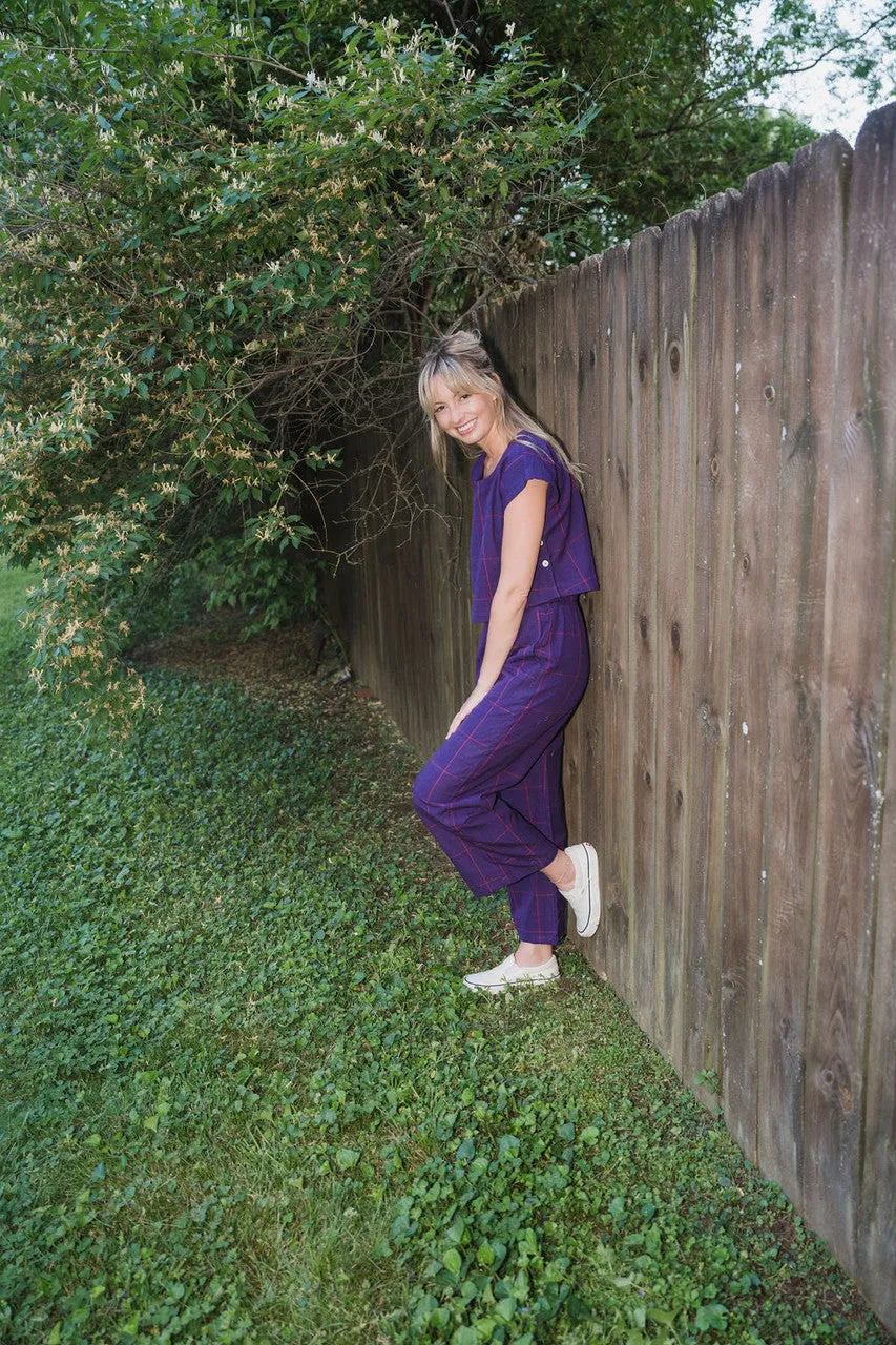 Katie Handwoven Cotton Set in Plum Set - XS Set, M and L Shirt