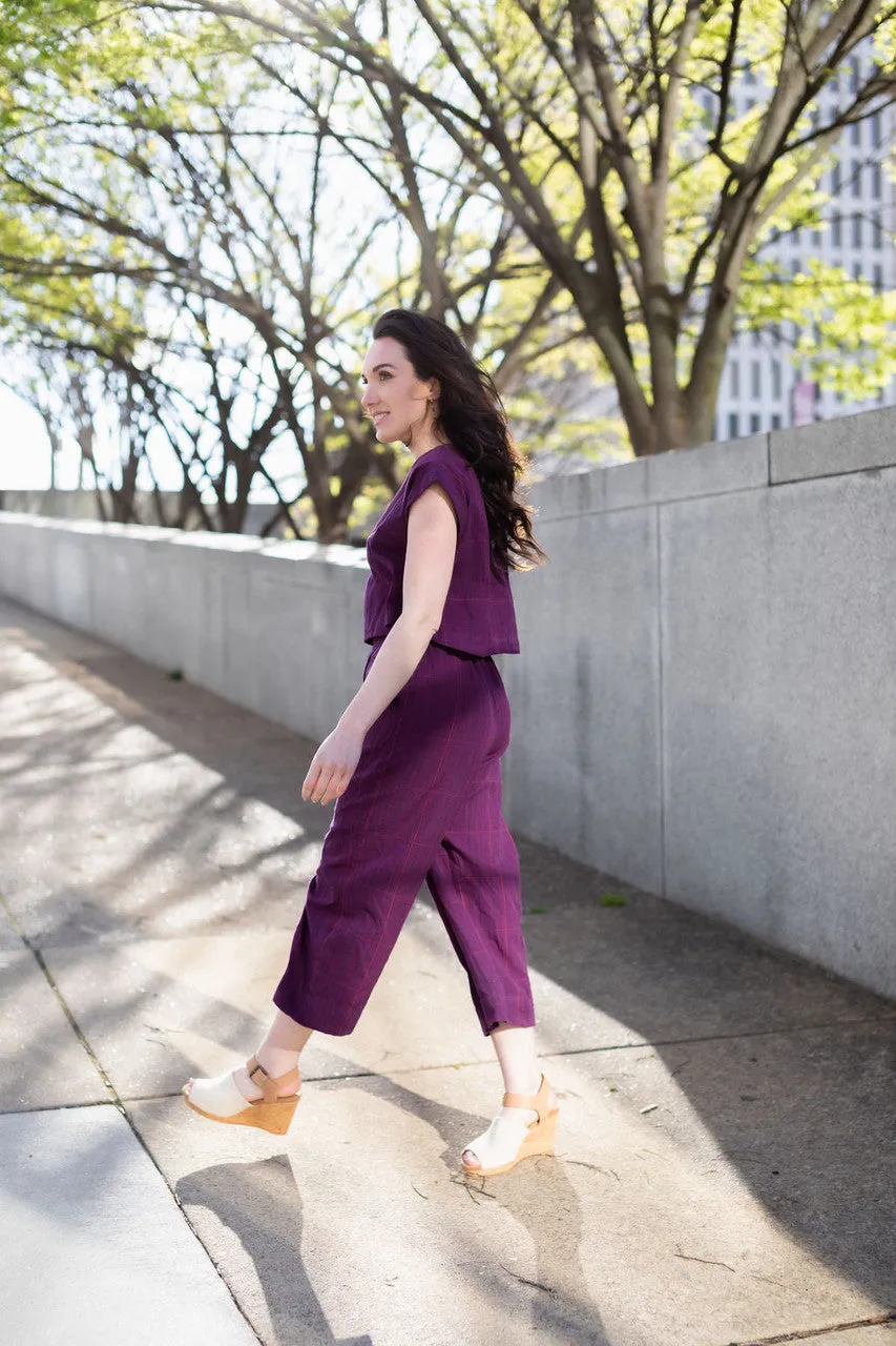 Katie Handwoven Cotton Set in Plum Set - XS Set, M and L Shirt