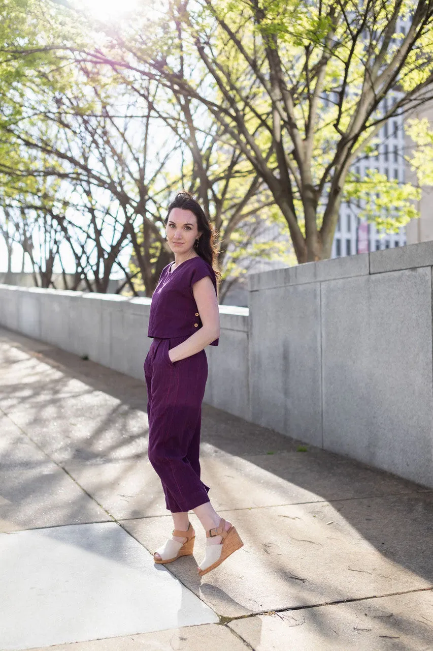 Katie Handwoven Cotton Set in Plum Set - XS Set, M and L Shirt