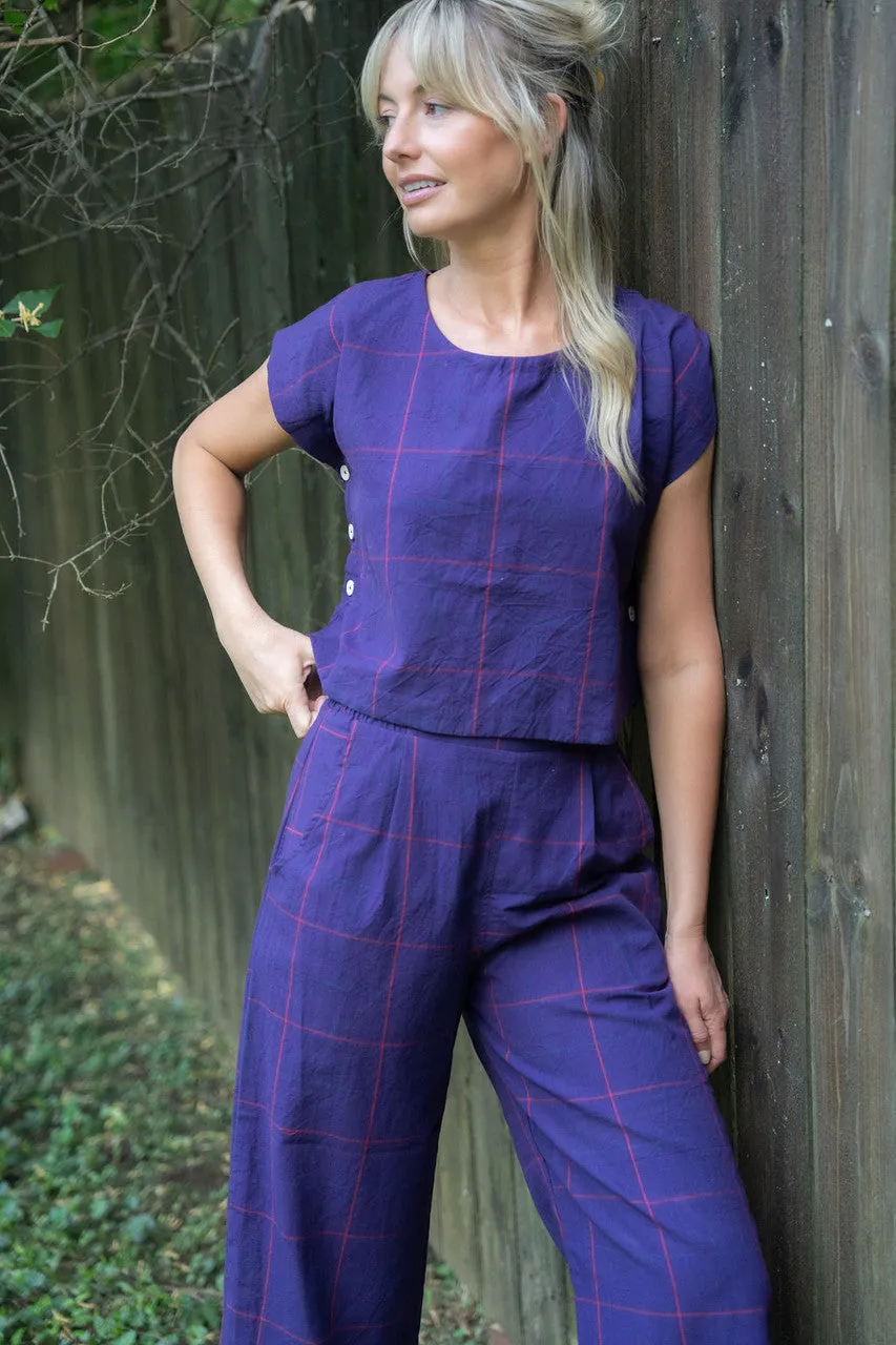 Katie Handwoven Cotton Set in Plum Set - XS Set, M and L Shirt