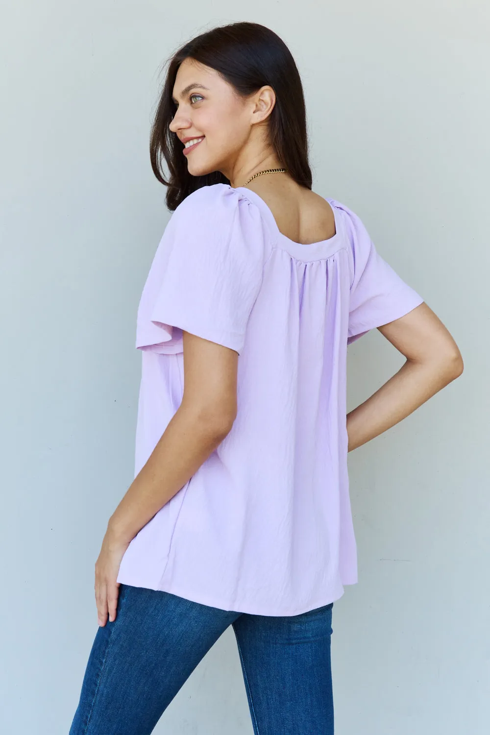 Keep Me Close Square Neck Short Sleeve Blouse