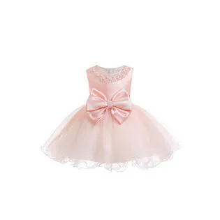 Ketty More Toddler Girls Beaded Neck Waist Bow Wedding Dress-BTGDC2445