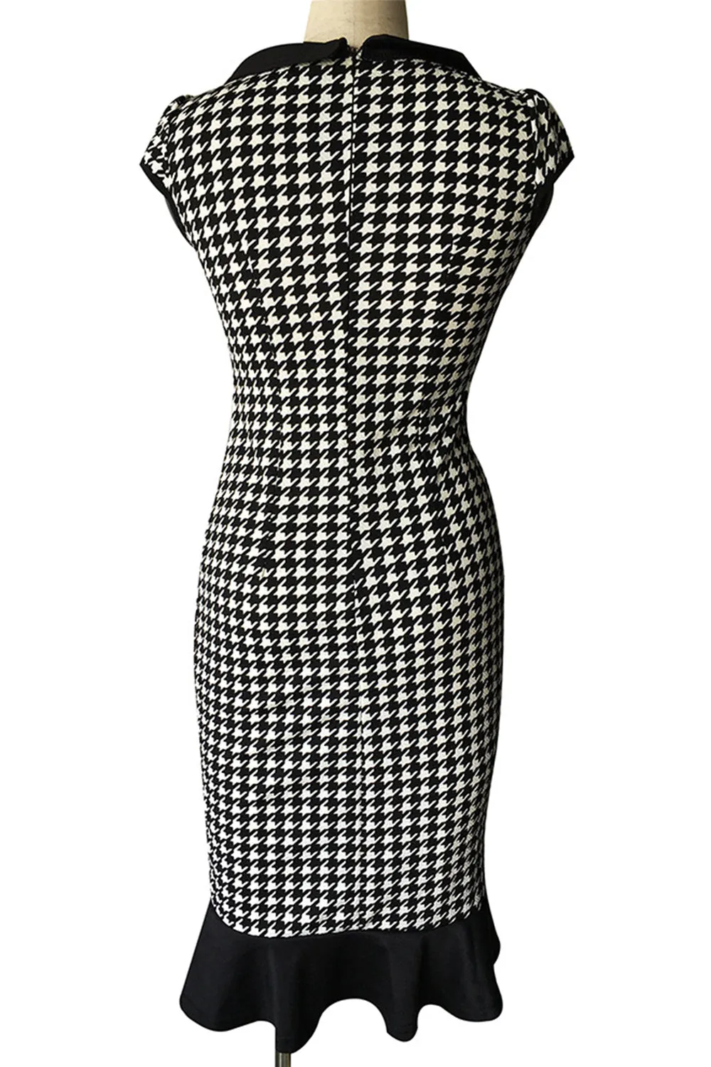 Ketty More Women Cup  Sleeves Plaid  Pattern Pencil Dress-KMWD369