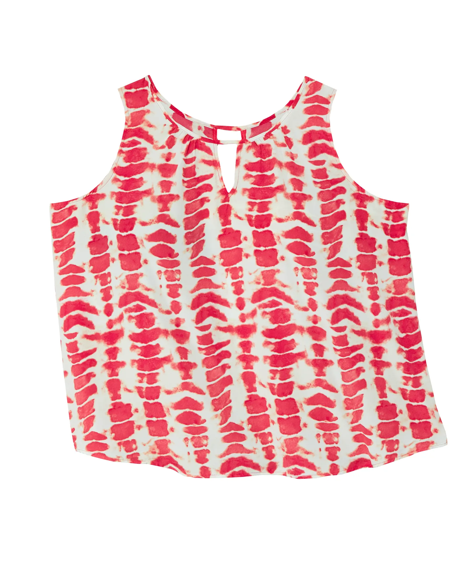 Kianna Sleeveless Keyhole Blouse | White / Coral