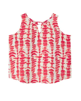 Kianna Sleeveless Keyhole Blouse | White / Coral