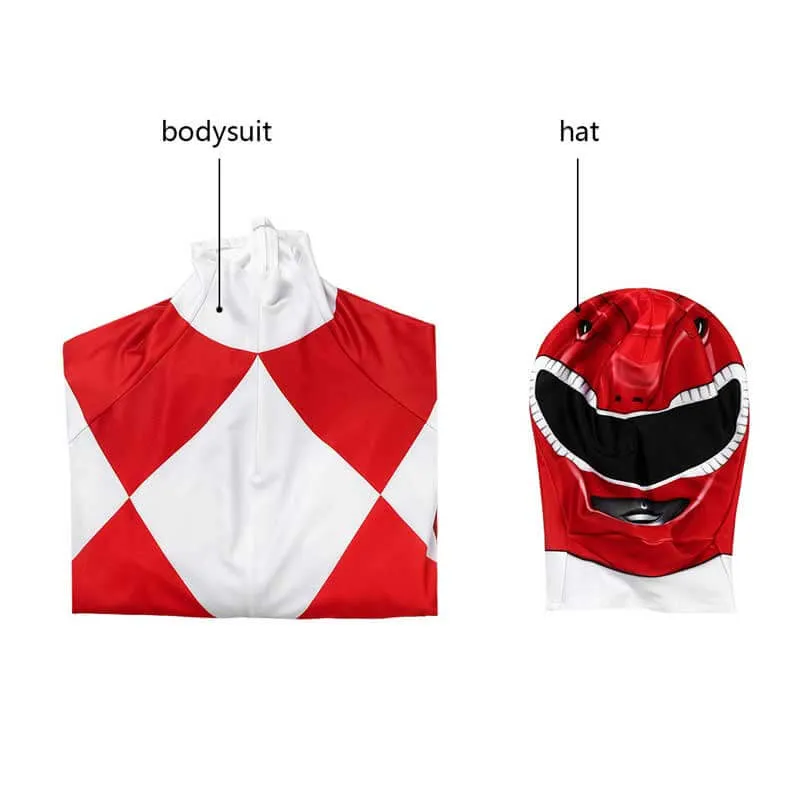 Kids Power Rangers Jumpsuit Red Ranger Cosplay Costume Halloween Party Suit