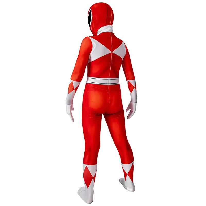 Kids Power Rangers Jumpsuit Red Ranger Cosplay Costume Halloween Party Suit