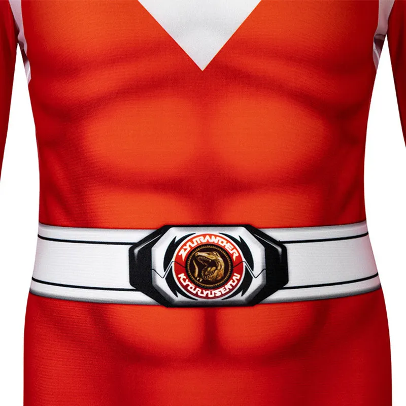 Kids Power Rangers Jumpsuit Red Ranger Cosplay Costume Halloween Party Suit