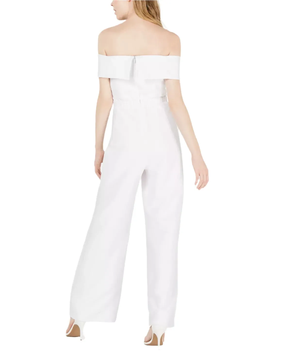 Laundry Spaghetti Strap Popover Zipper Back Elastic Waist Solid Crepe Jumpsuit