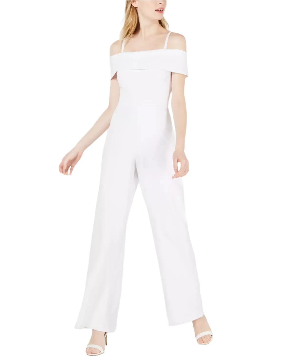 Laundry Spaghetti Strap Popover Zipper Back Elastic Waist Solid Crepe Jumpsuit